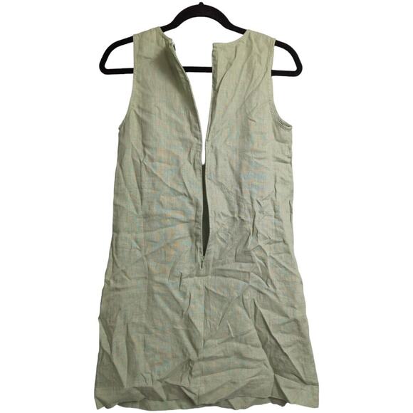Madewell Green Sleeveless V Neck Zip Back Linen Dress Style NP101 Size XS - Picture 4 of 11